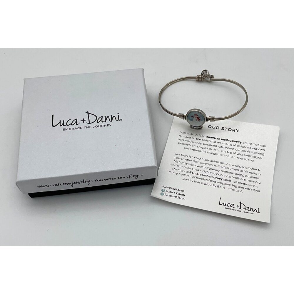 Luca + Danni Snow Globe Handmade Bangle Bracelet Silver Tone NEW in Box